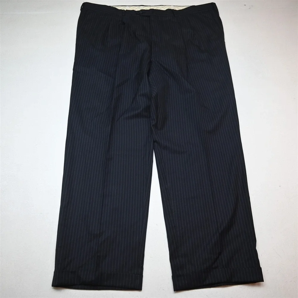Coppley 52L 48x34 Navy Blue Wool Cashmere Striped Mens Jacket Pants Suit